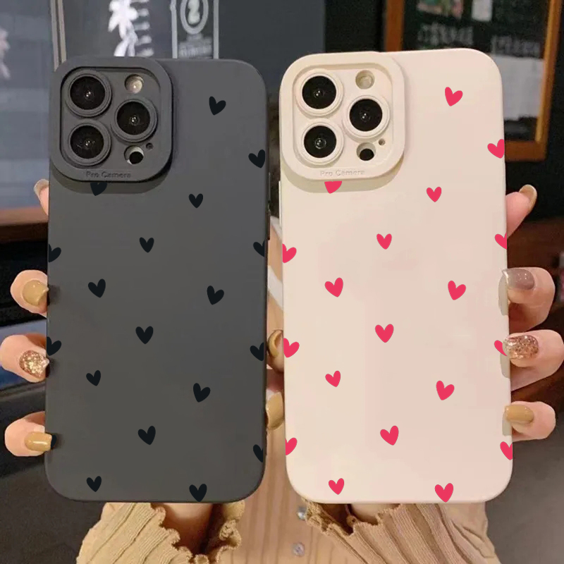 Samsung Galaxy A55 - เคสโทรศัพท์ป้องกันรูปหัวใจสีดำสำหรับ Samsung Galaxy S26 S25 S24