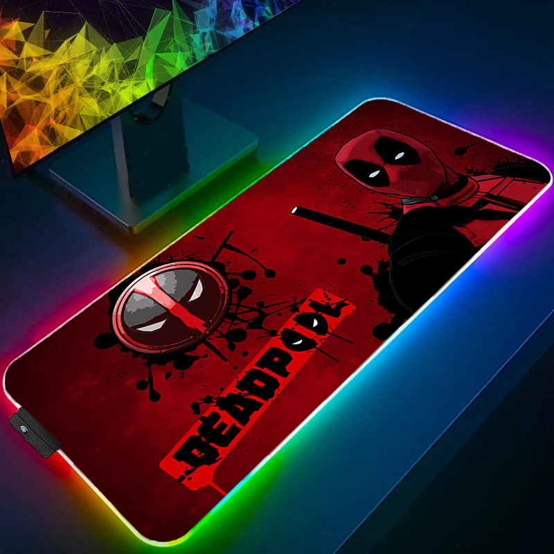Tablet With All Accessories - แผ่นรองเมาส์ LED สำหรับเล่นเกม พร้อมไฟแบ็คไลท์ ขอบล็อค ลายอนิเมะ