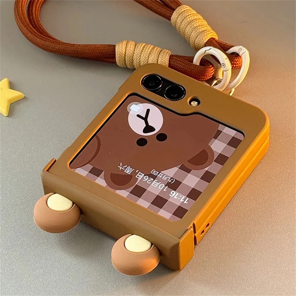 Motorola Tablet Accessories - เคสลายการ์ตูนหมีน่ารักสไตล์เกาหลี สำหรับ Samsung Galaxy Z Flip