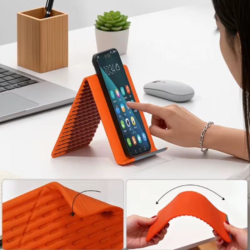 Essential Tablet Accessories - ที่วางโทรศัพท์ซิลิโคนแบบพับได้แบบพกพาปรับได้หลายมุมขาตั้งตั้งโต๊ะสำหรับแล็ปท็อปแท็บเล็ตโฮมออฟฟิศ
