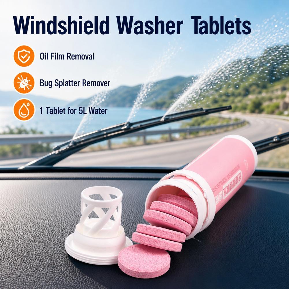 Tablet Accessories For Car - น้ำยาทำความสะอาดกระจกรถยนต์แบบเม็ดฟู่ ขจัดคราบแมลง คราบสกปรก คราบน้ำมัน อุปกรณ์เสริมในรถยนต์