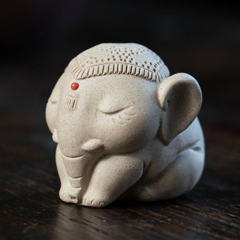 1 ชิ้น ตุ๊กตาช้างดินเผาสีม่วง  - Unique Table Accessories บทวิจารณ์และราคา