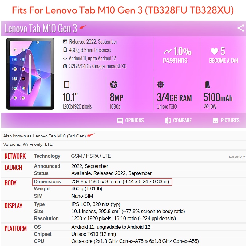 สําหรับ Lenovo Tab M10 3rd Gen - Tablet Cover Accessories บทวิจารณ์และราคา